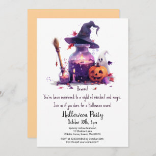 Potions Pumpkin Ghost Witch Hat Halloween Party  Invitation