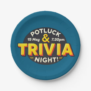 Potluck Trivia night party get-together Paper Plate