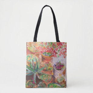 Pots de fleurs en terre cuite sur un sac fourre-to