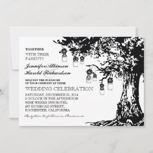 pots de mason noir et blanc faire-part de mariage
