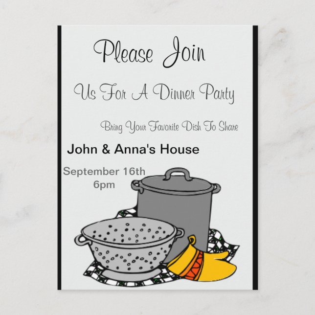Pots Dinner Invitation (Front)