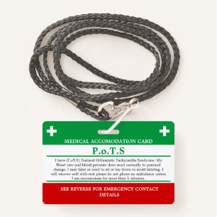 PoTS In Case of Emergency ICE invisible illness Badge