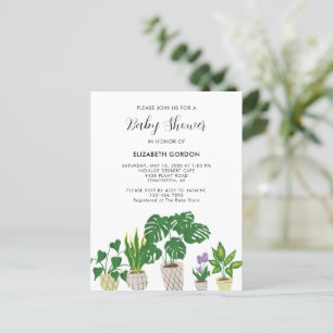 Pots Plante Baby shower Fleur vert Invitation