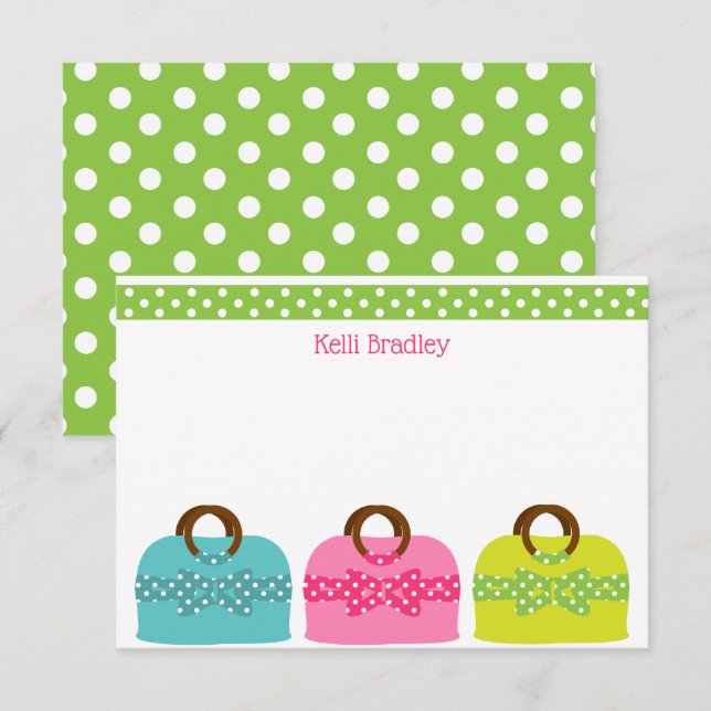 Pots Pots Polka - Cartes de notes personnalisées (Devant / Derrière)