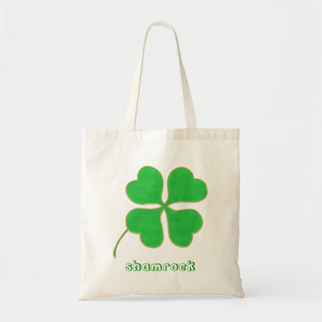 Pots Shamrocks verts en or, sacs en toile (Devant)
