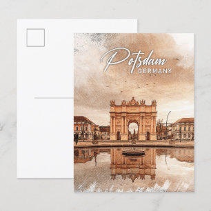 Potsdam Germany Colour Pencil Travel Postcard