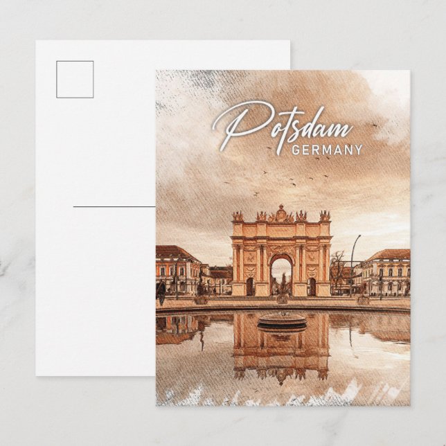 Potsdam Germany Colour Pencil Travel Postcard (Front/Back)