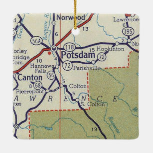 Potsdam NY Vintage Map Ceramic Ornament
