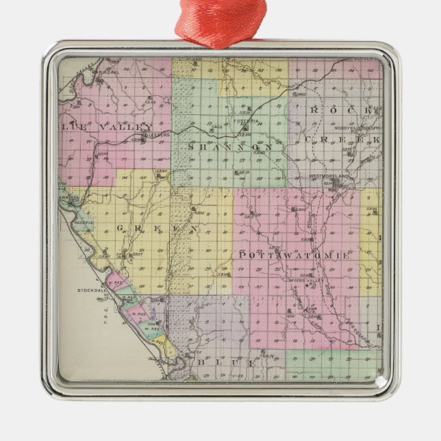 Pottawatomie County, Kansas 2 Metal Ornament (Front)