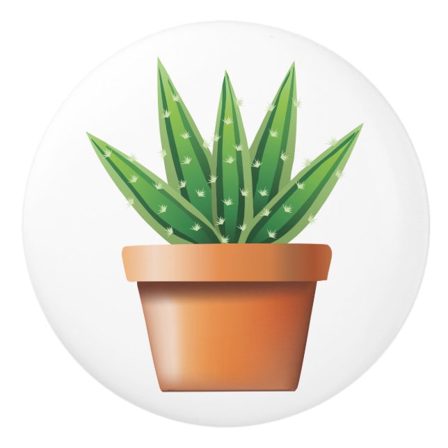 Potted Aloe Vera Ceramic Knob (Front)