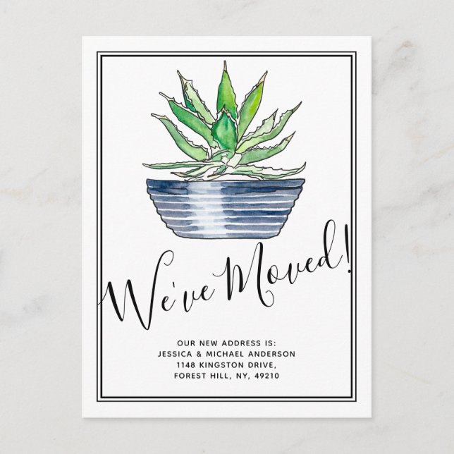Potted Aloe Vera Plant New Home Moving Announcement Postcard (Front)