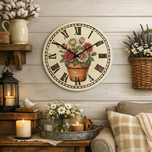 Potted beautiful flowers Wall Clock