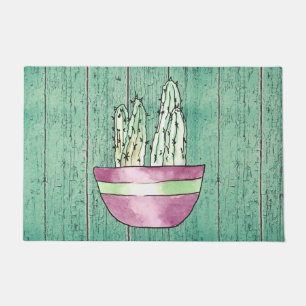 Potted Cactus Door Mat