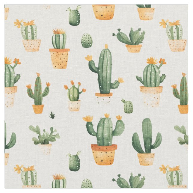 Potted Cactus on White Fabric (Close Up)
