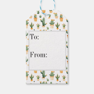 Potted Cactus on White  Gift Tags
