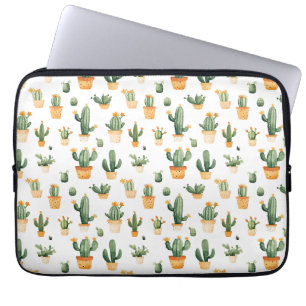Potted Cactus on White Laptop Sleeve