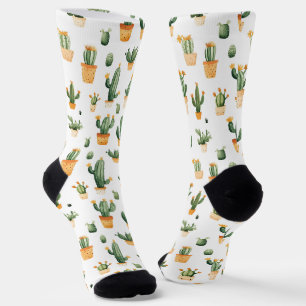 Potted Cactus on White Socks