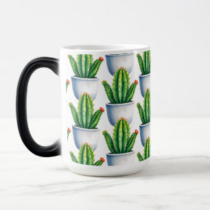 potted cactus with a single red flower magic mug