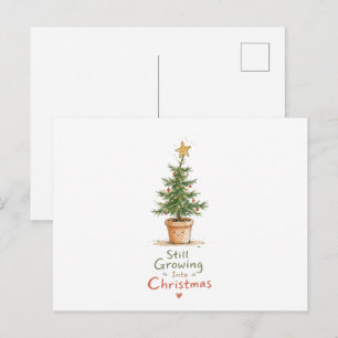 Potted Christmas Tree Watercolor Postcard