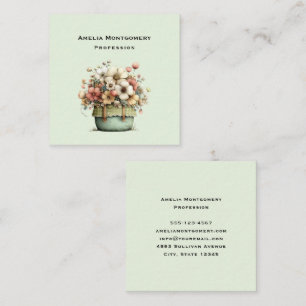 Potted Flowers Cozy Shabby Cute Florist Square Business Card