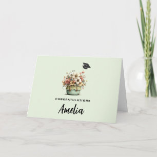 Potted Flowers Cozy Shabby Cute Graduation Card