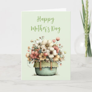 Potted Flowers Cozy Shabby Cute Holiday Card