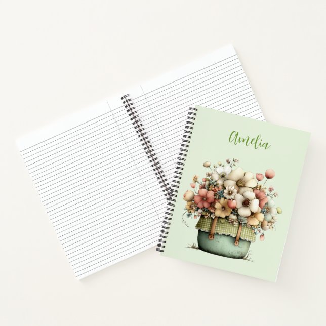 Potted Flowers Cozy Shabby Cute Notebook (Inside)