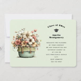  Potted Flowers Cozy Shabby Style Cute Graduation Invitation