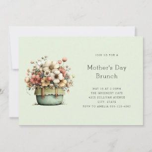 Potted Flowers Cozy Shabby Style Cute Mother's Day Invitation