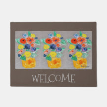Potted Flowers Door Mat