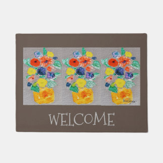 Potted Flowers Door Mat