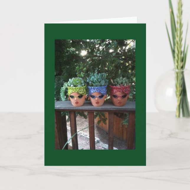 POTTED FRIENDS HANGING OUT TO SAY HAPPY BIRTHDAY CARD (Front)