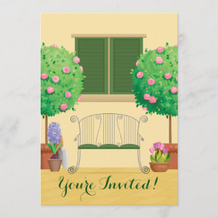 Potted Garden with Bench Family Reunion Invitation
