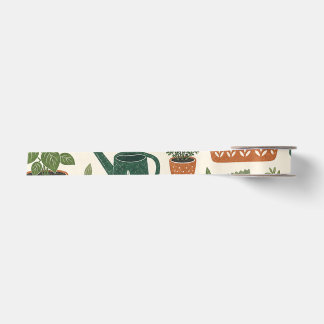 Potted Herbs and Tomato Garden Botanical Pattern Satin Ribbon