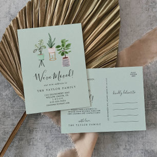 Potted House Plants Mint We've Moved Moving Announcement Postcard