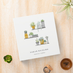 Potted House Plants Watercolor Botanical Binder