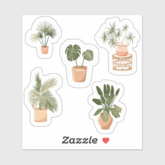 Potted Houseplant Sticker Set – Cute Indoor Plant