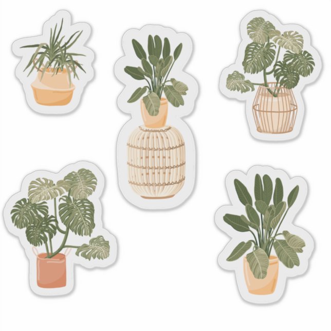 Potted Houseplant Sticker Set – Cute Indoor Plant  (Front)