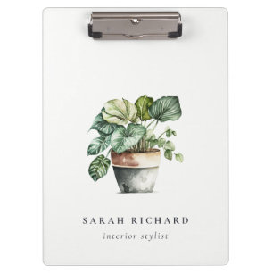 Potted Leafy House Plants Watercolor Botanical  Clipboard