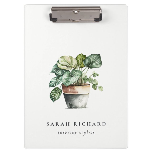 Potted Leafy House Plants Watercolor Botanical  Clipboard (Front)