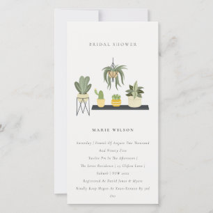Potted Leafy Succulent Plants Bridal Shower Invite