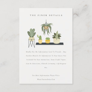 Potted Leafy Succulent Plants Wedding Details Enclosure Card