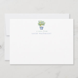 Potted Lemon Tree Personalized Stationery Card