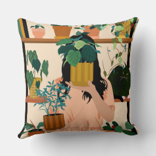 Potted Oasis Throw Pillow