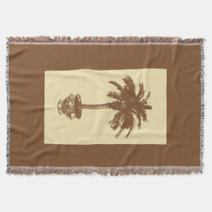 Potted Palm Tree - dark brown and tan Throw Blanket