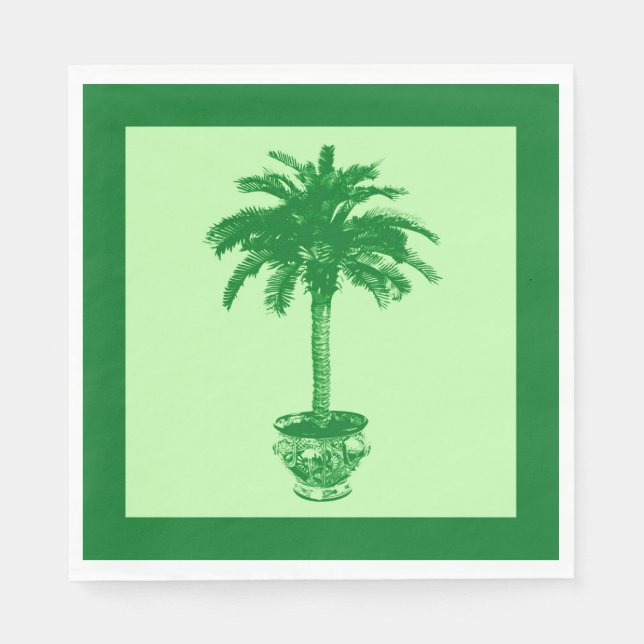 Potted Palm Tree in Emerald and Light Green Napkin (Front)