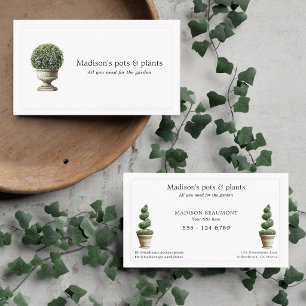Potted Plant Elegant Waterolor Planter Plant Shop Business Card