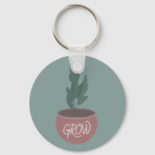 Potted Plant Grow Hand Drawn Illustration Keychain