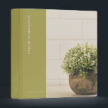 Potted Plant Personalized Binder<br><div class="desc">Create the perfect portfolio with a custom binder to fit your organizational needs. Also great as recipe books,  photo albums and more. Add your custom wording to this design using the template fields provided.</div>