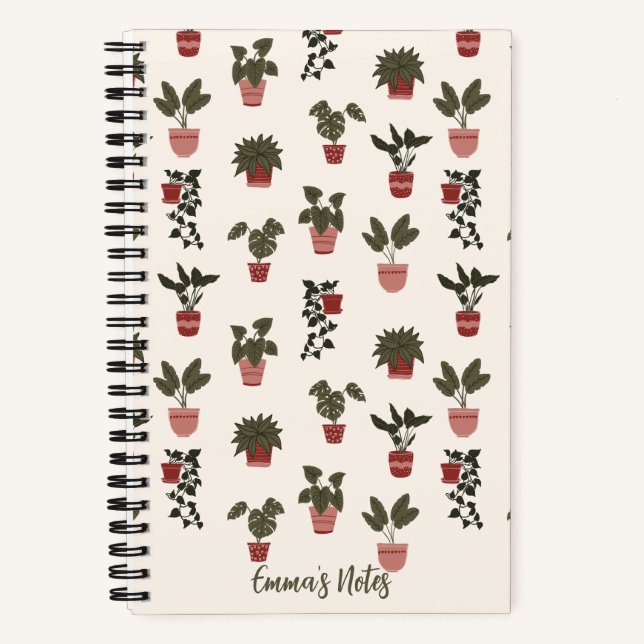 Potted plant spiral notebook | cute journal (Front)